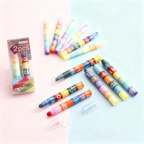 Creative Stackable Building Block Highlighters - 6 Colors DIY Set