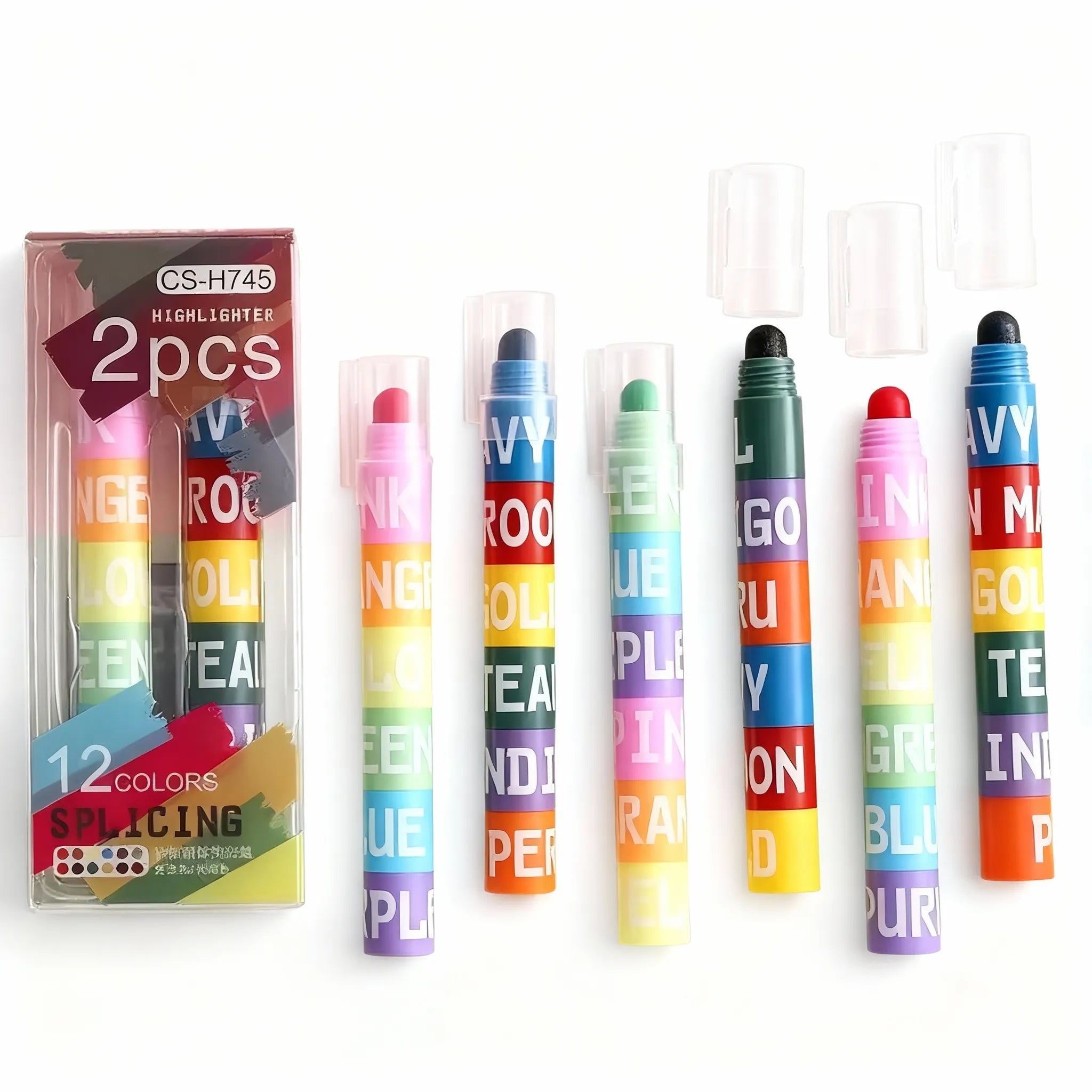 Creative Stackable Building Block Highlighters - 6 Colors DIY Set