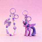 Dreamy Purple Pony Beaded Keychain - Cute Unicorn Bag Pendant
