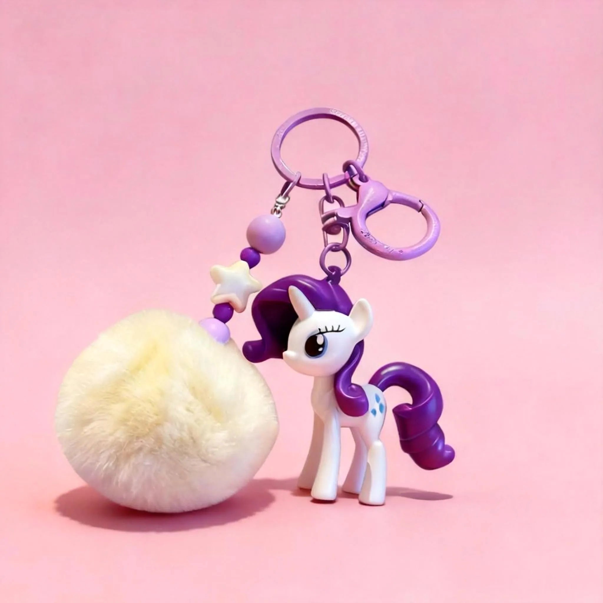 Dreamy Purple Pony Beaded Keychain - Cute Unicorn Bag Pendant