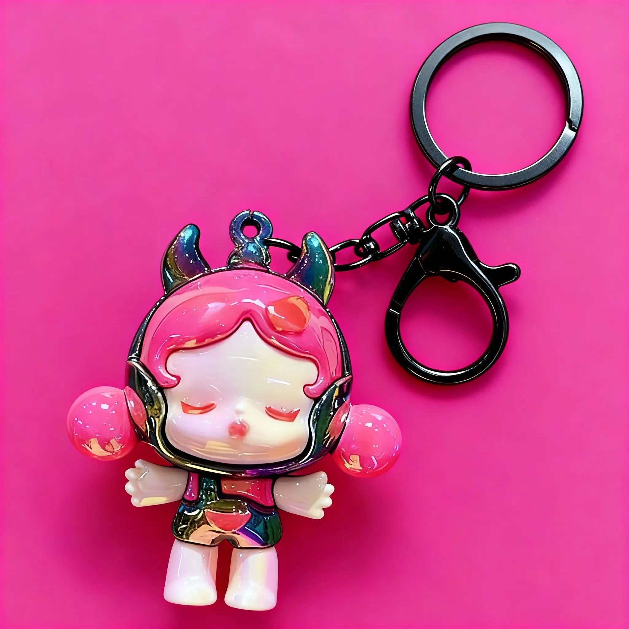 Trendy Gothic Girl 3D Doll Keychain - Collectible Bag Charm